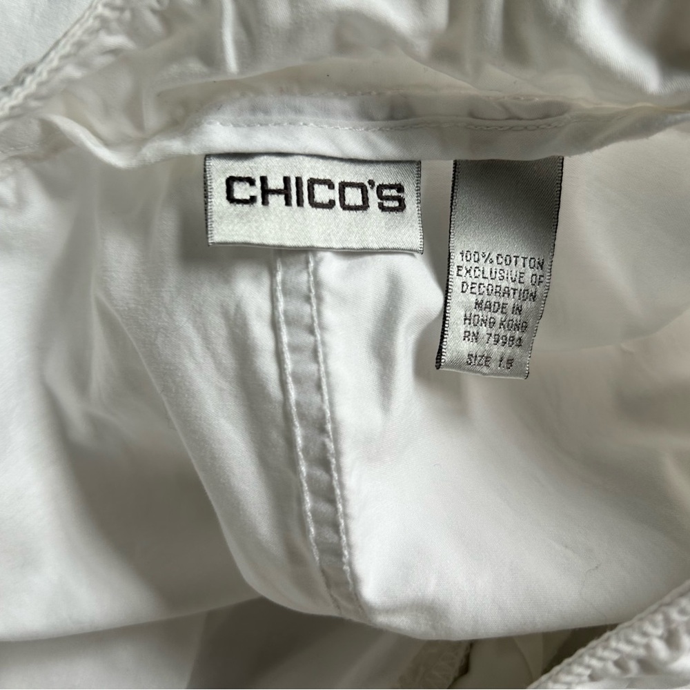 CHICOs White Embroidered Pants, size 10. - Picture 12 of 15